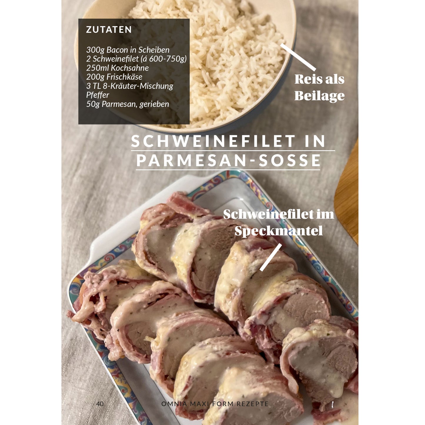 Schweinefilet in Parmesan-Sosse | Omnia Kochbuch