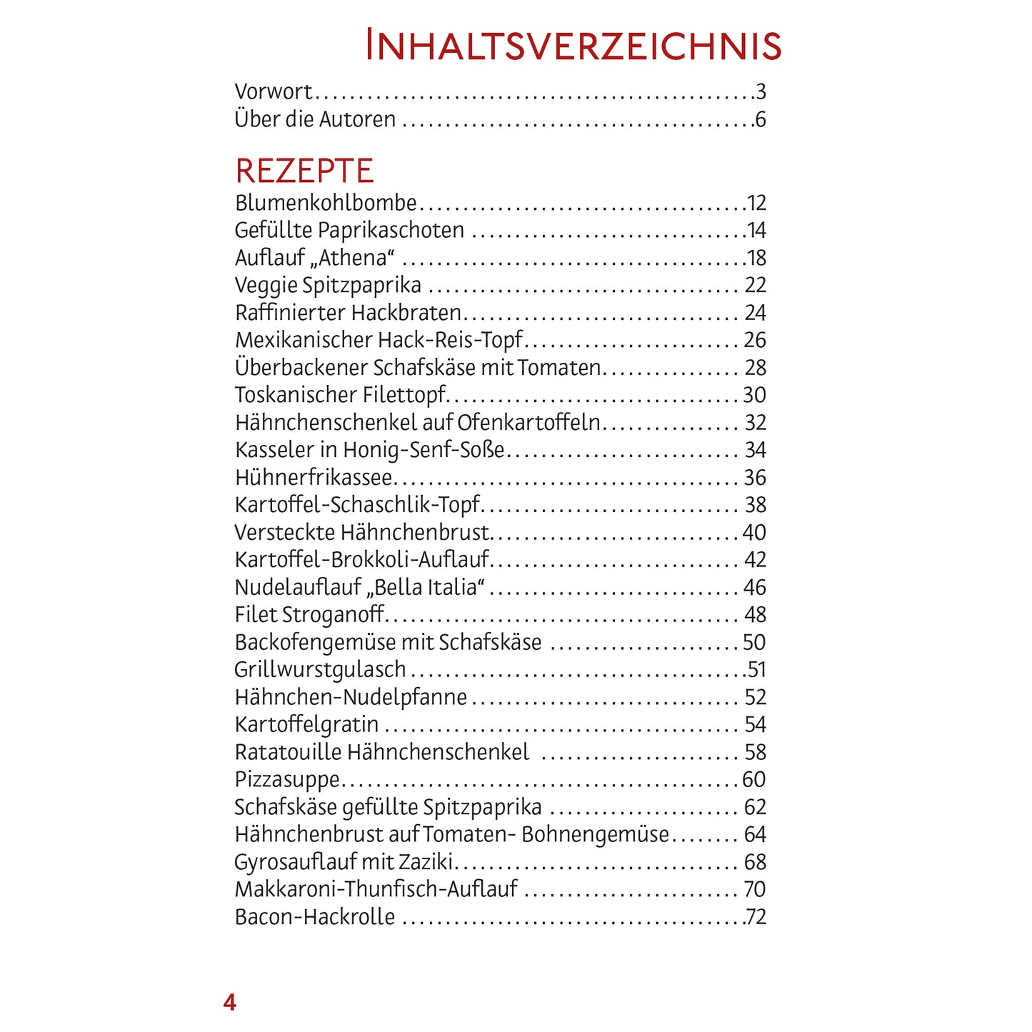Inhaltsverzeichnis Omnia Rezeptbuch